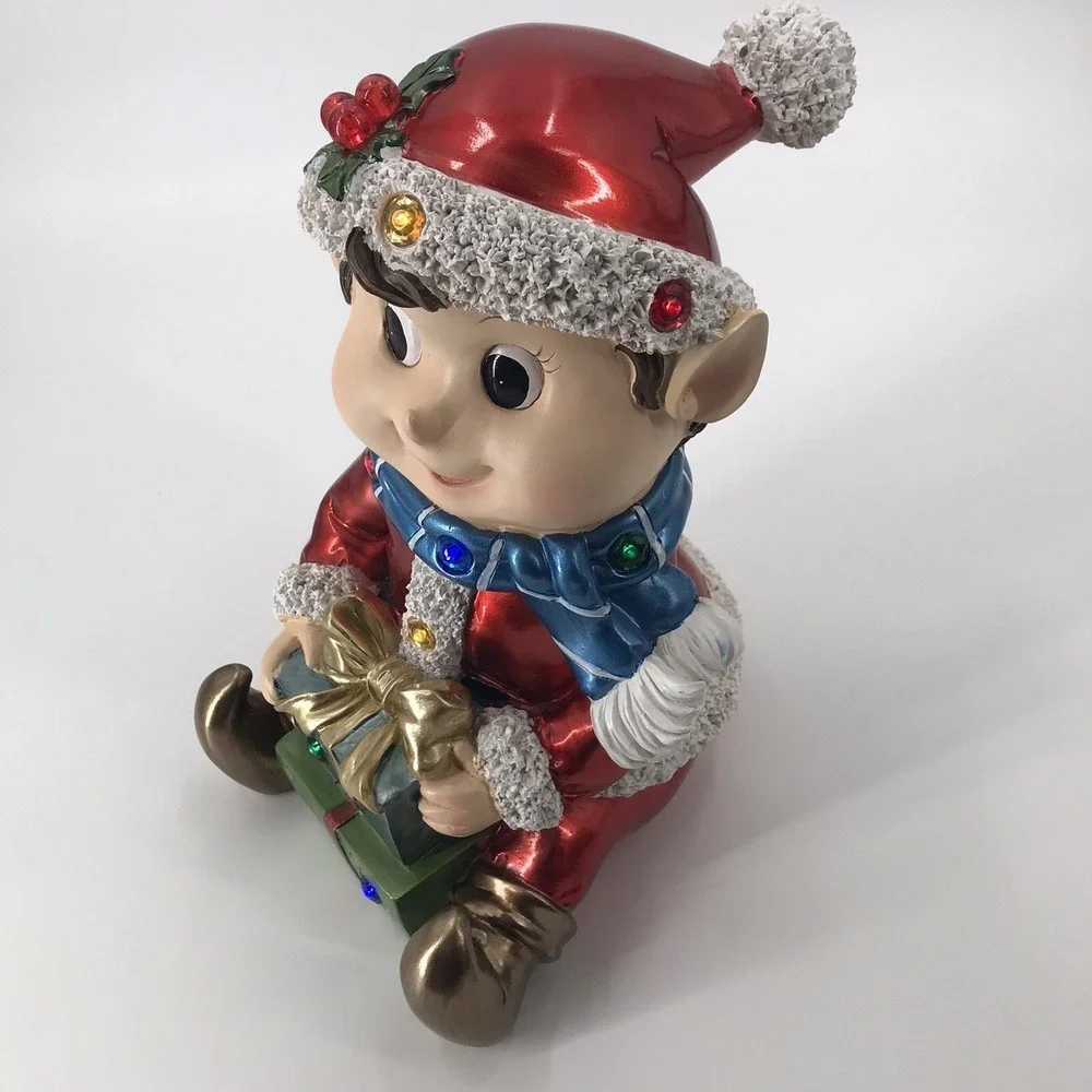 Light-Up ELF Resin W/ 12 LED Lights - 15 inches high MADE IN ITALY Quality